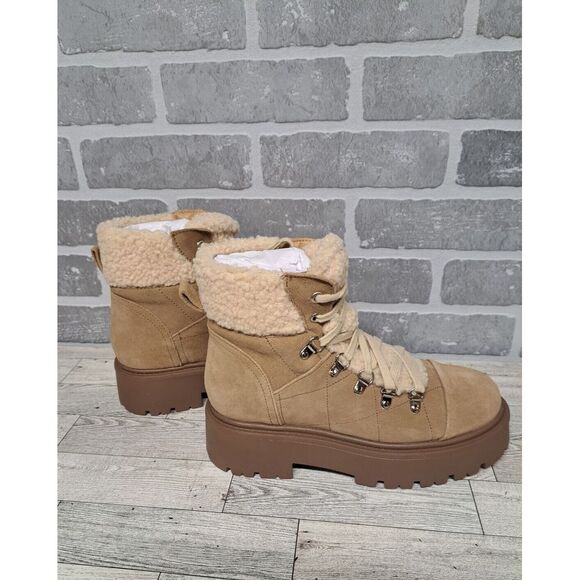 Steve Madden Reyen Suede Faux Fur Shearling Cold Weather Lug Sole Platforms Boot - Picture 1 of 16